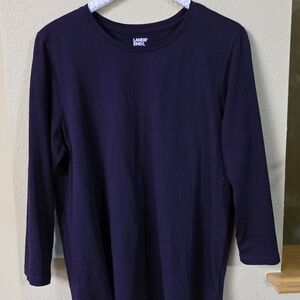 Lands' End Women's Purple Long-Sleeve Crewneck Top